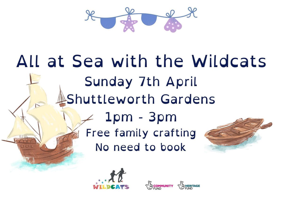 Take to the high seas with the Wildcats this afternoon in the Shuttleworth Gardens, a perfect way to finish the holidays, enjoying some creative crafting in the fresh air. @HeritageFundUK @HeritageFundNOR @TNLComFund @DiscoverCoast @ChildrensUniSca