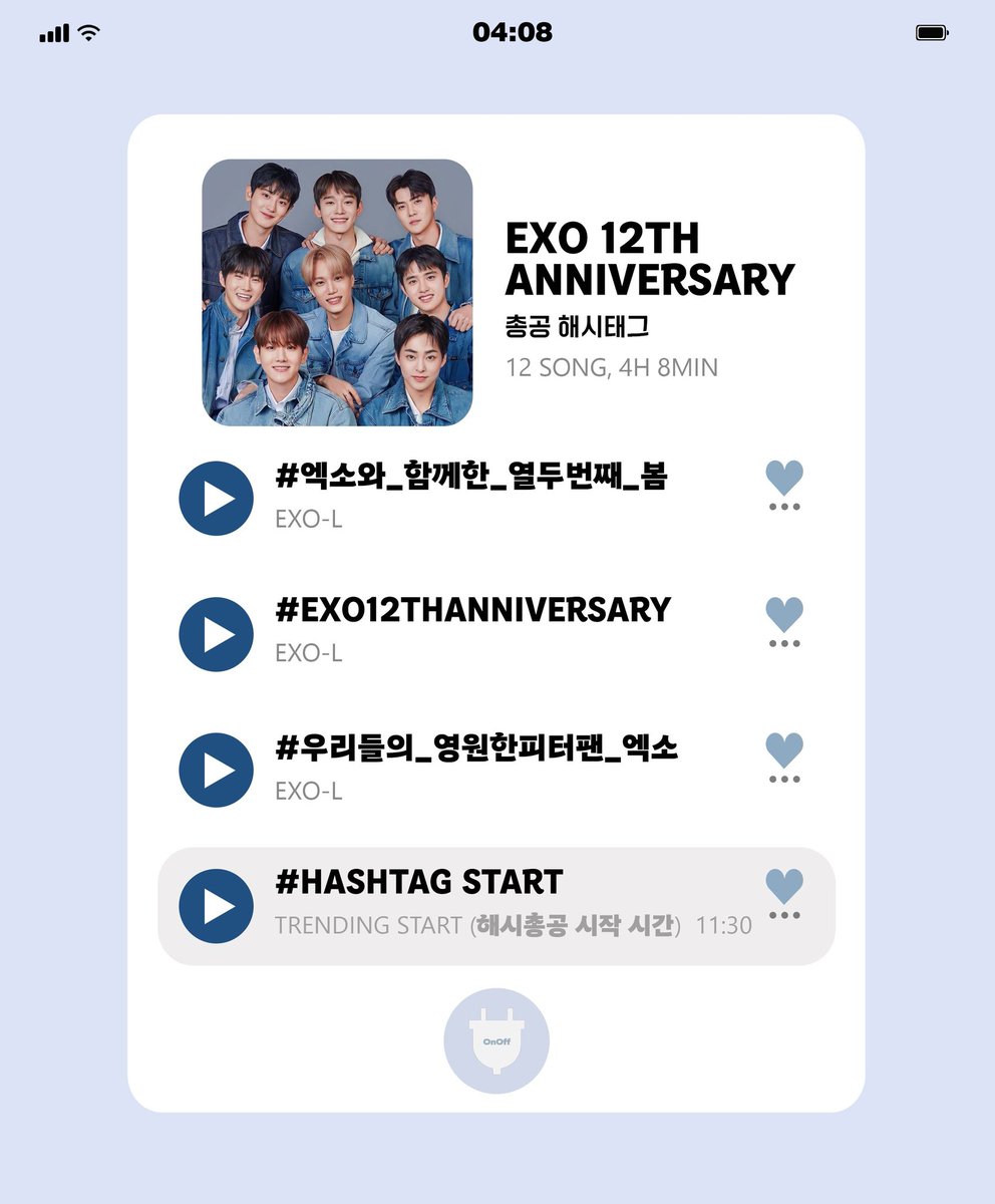EXO 12th Anniversary hashtags by the Korean fanbase:

#️⃣EXO12THANNIVERSARY
#️⃣엑소와_함께한_열두번째_봄 (12th_Spring_With_EXO)
#️⃣우리들의_영원한피터팬_엑소 
(Our_Eternal_PeterPan_EXO)

— Start trending at 11:30pm KST
@weareoneEXO #EXO #EXOL