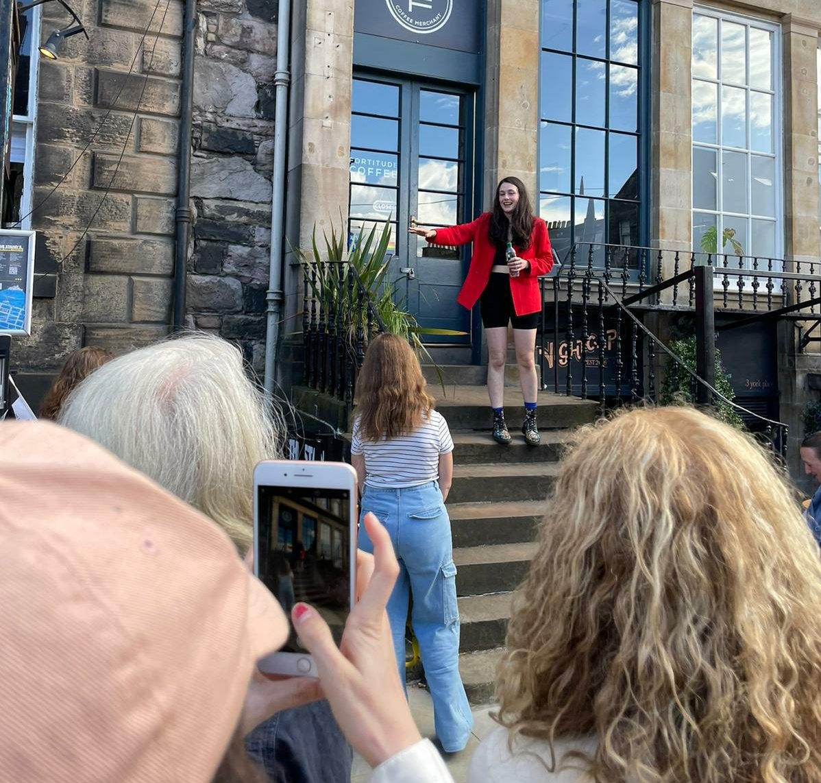 Come to @StandGlasgow tomorrow (Mon 8th) at 8.30pm for my last ever outing of my twice nominated*, sold-oot Edinburgh Fringe show 'Marj' And it will be inside the building, unlike this pic, unless another person faints. *never won
