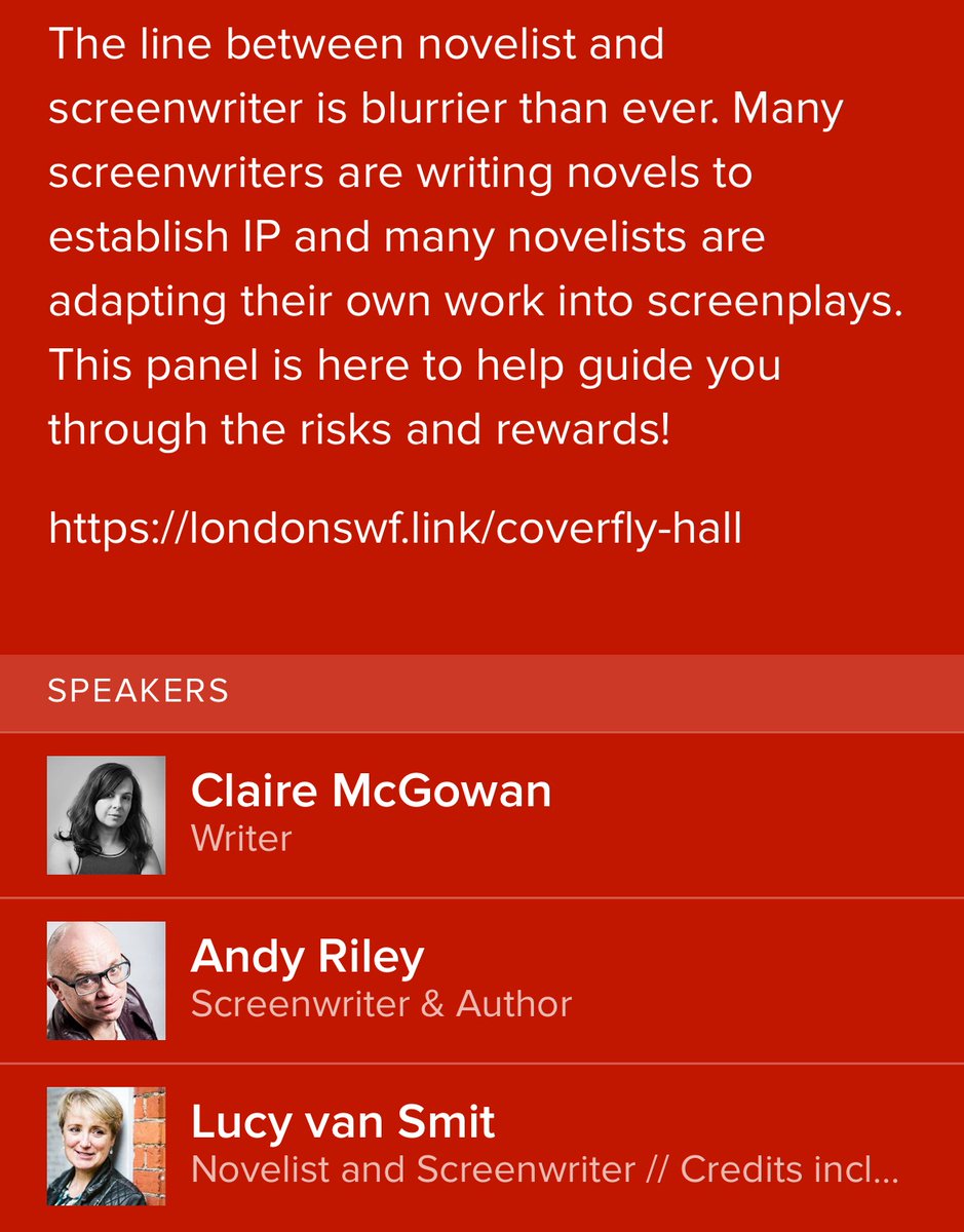 If you're at the London Screenwriters' Festival @londonswf today... i'll be in the Coverfly hall at 2pm talking all things screenplay & books with Claire McGowan and Lucy Van Smit. And i MIGHT just mention Seize Them!