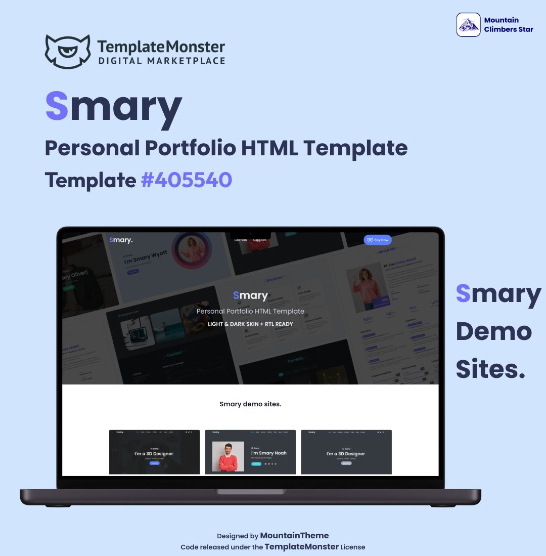 Smary demo sites.
New Release: Smary - Personal Portfolio HTML Template 🚀🚀
Template ID: 405540

@templatemonster #MonsterOne #MountainTheme