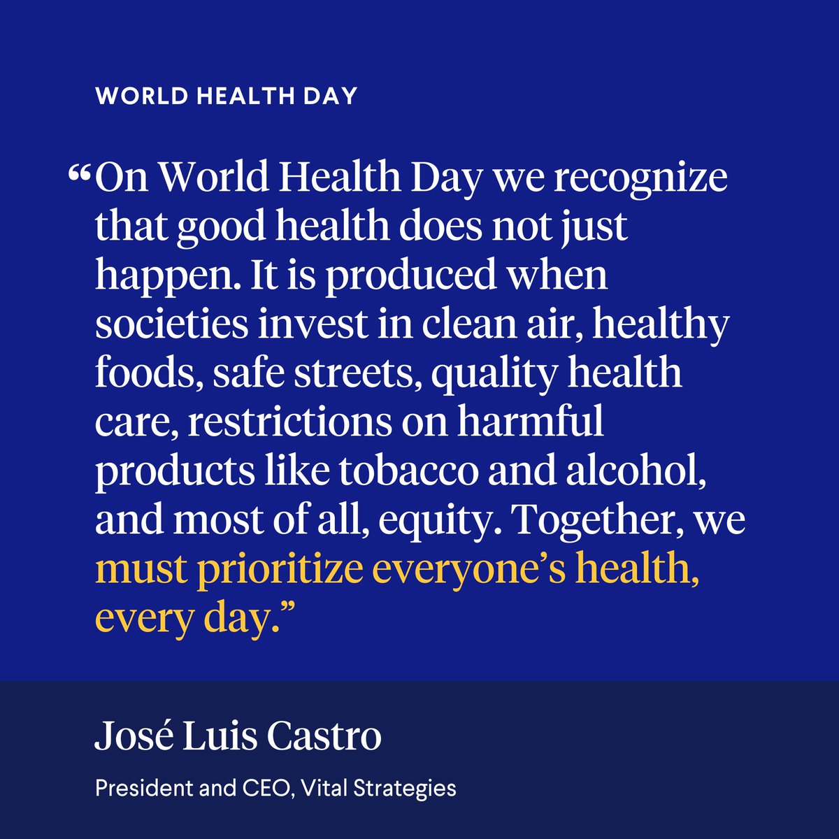 The fabric of health must be woven across sectors, policies and practices and matched with robust funding and political will. #WorldHealthDay #MyHealthMyRight
