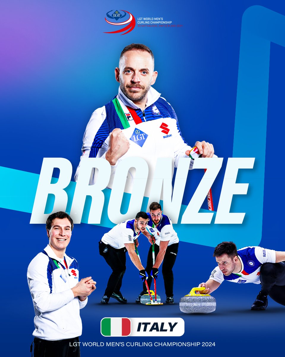 Many congratulations, Italy 🇮🇹, on winning bronze medals 🥉 at the LGT World Men's Curling Championship 2024

Amazing curling all week!

#Curling #WMCC