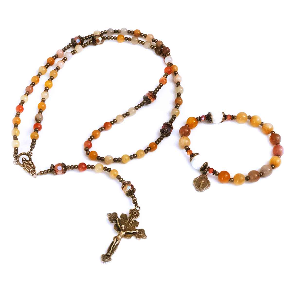 Our Lady of Grace Yellow Multi-Color Jade Stone Rosary and Bracelet Set by Catholic Heirlooms. You Will Love It. Shop Now. 

Shop Now: