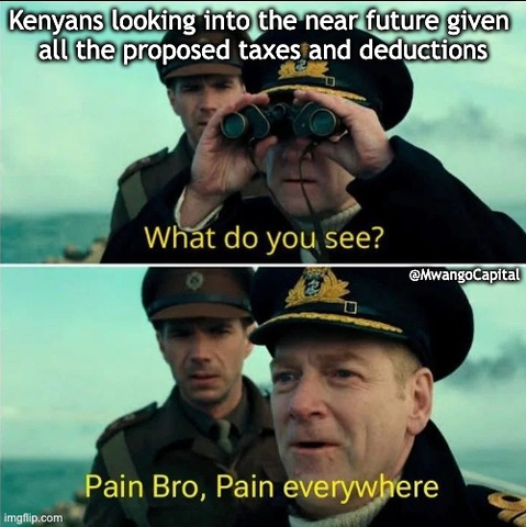 𝐓𝐡𝐢𝐬 𝐖𝐞𝐞𝐤'𝐬 𝐓𝐨𝐩 𝐁𝐮𝐬𝐢𝐧𝐞𝐬𝐬 𝐍𝐞𝐰𝐬 𝐢𝐧 𝐌𝐞𝐦𝐞𝐬:

1.  Starting July 1st, 2024, Kenyans must contribute 2.75% of their gross salaries to the Social Health Insurance Fund (SHIF). The registration deadline for this is June 30. Pain ahead.

#MwangoMemes