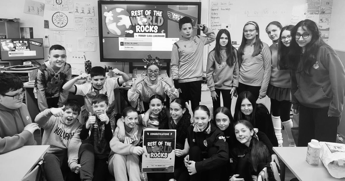 We competed in @TTRockStars Tables with schools across the world! The hard work on tables has paid off with Ms. Leonard’s class coming in 26th out of 3,500 other classes! ✖️➗➕➖🟰 #Foghlaim