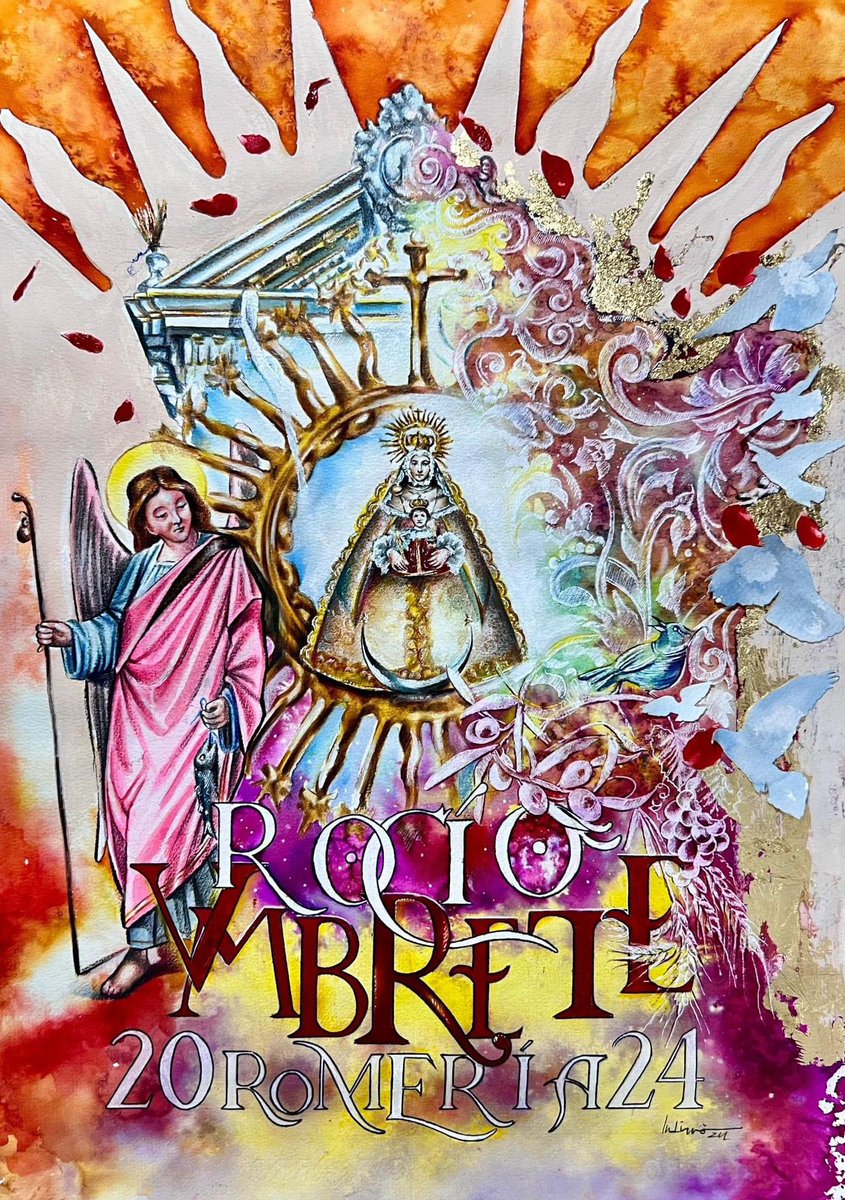 El cartel anunciador de la Romería del Rocío 2024 de la Hermandad del @rociodeumbrete , obra de @perezindiano