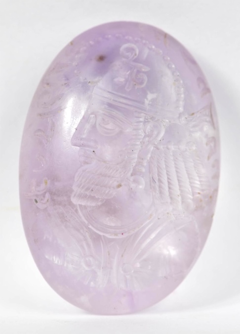 Sasanian amethyst seal of Agn-vist, the mardbed ('head of inspectors/ auditors/ storekeepers' or 'chief accountant'), Inscription in Parthian, @ Hermitage