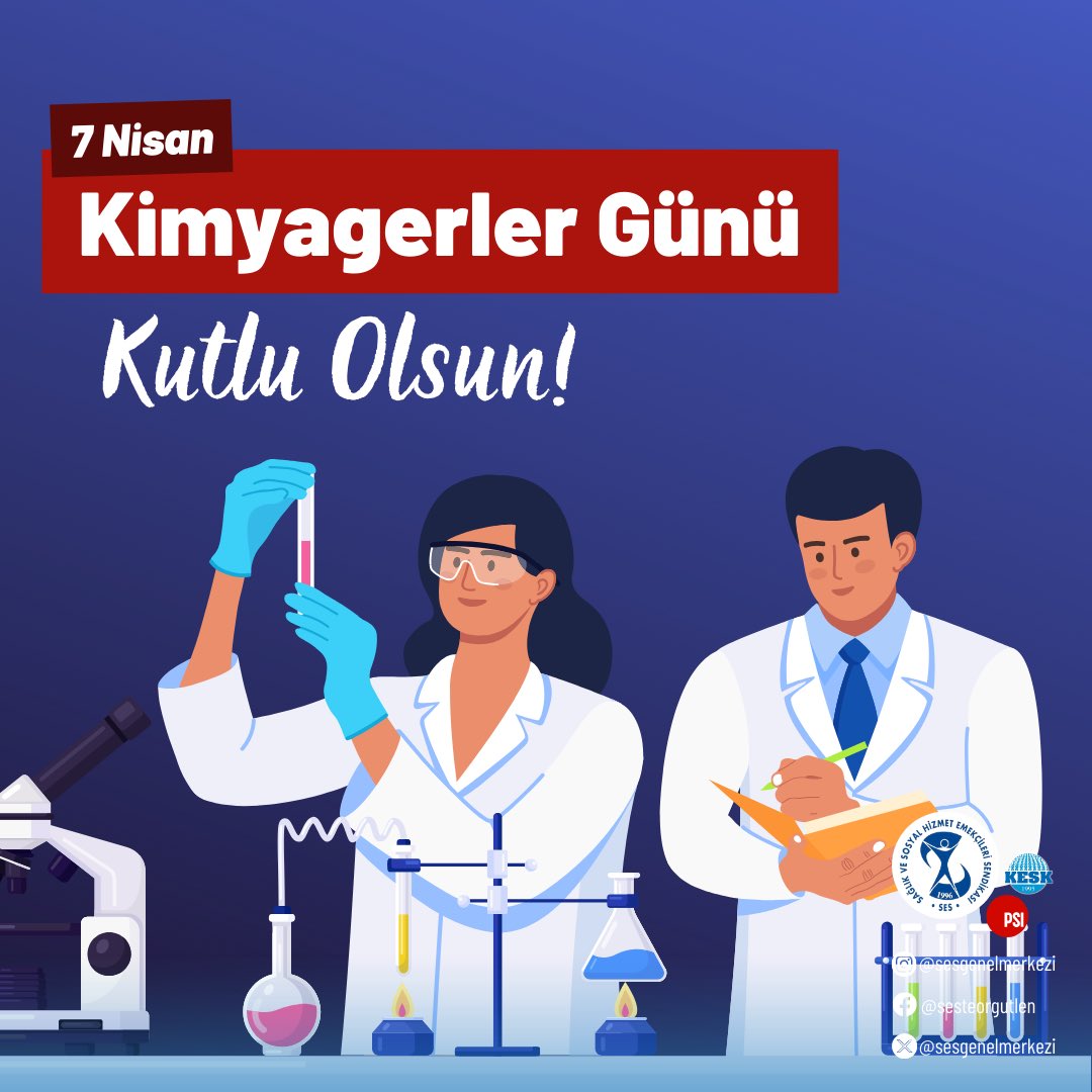 Sağlık emeğinin en önemli ve risk taşıyan meslek gruplarından olan kimyagerlerin özlük mali ve demokratik hak mücadelesinde yanlarındayız. 📢7 Nisan Kimyagerler Günü Kutlu Olsun!