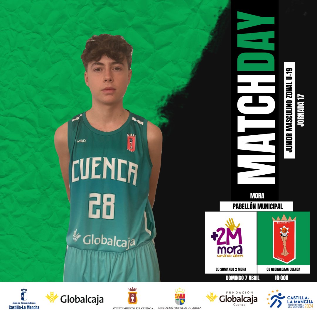 ⭐️ 𝗠𝗔𝗧𝗖𝗛𝗗𝗔𝗬 🏆 Jornada 17 Junior Masculino zonal U-19 🆚 @sumando2mora ⏰ 16:00h 🏟️ Pabellón Municipal de Mora @SomosGlobalcaja #globalcajaconeldeporte