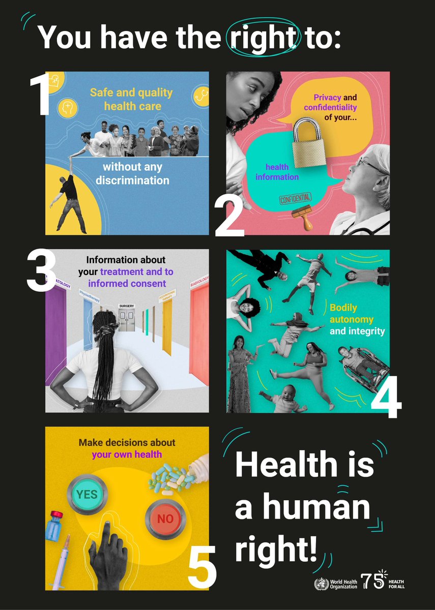 #MyHealthMyRight means ✅ No Discrimination ✅ Privacy & Confidentiality ✅ Bodily Autonomy ✅ Information and consent For EVERYONE #WorldHealthDay2024 #WeAreAfrica #IamAPHRC