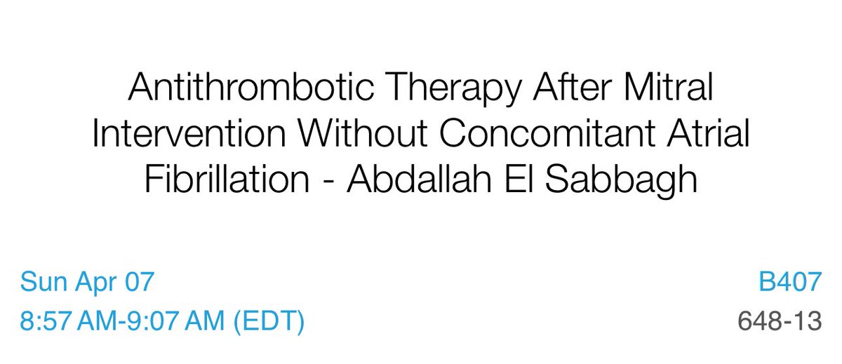 Please join shortly for an interesting discussion - antithrombotic management in structural heart interventions #ACC2024