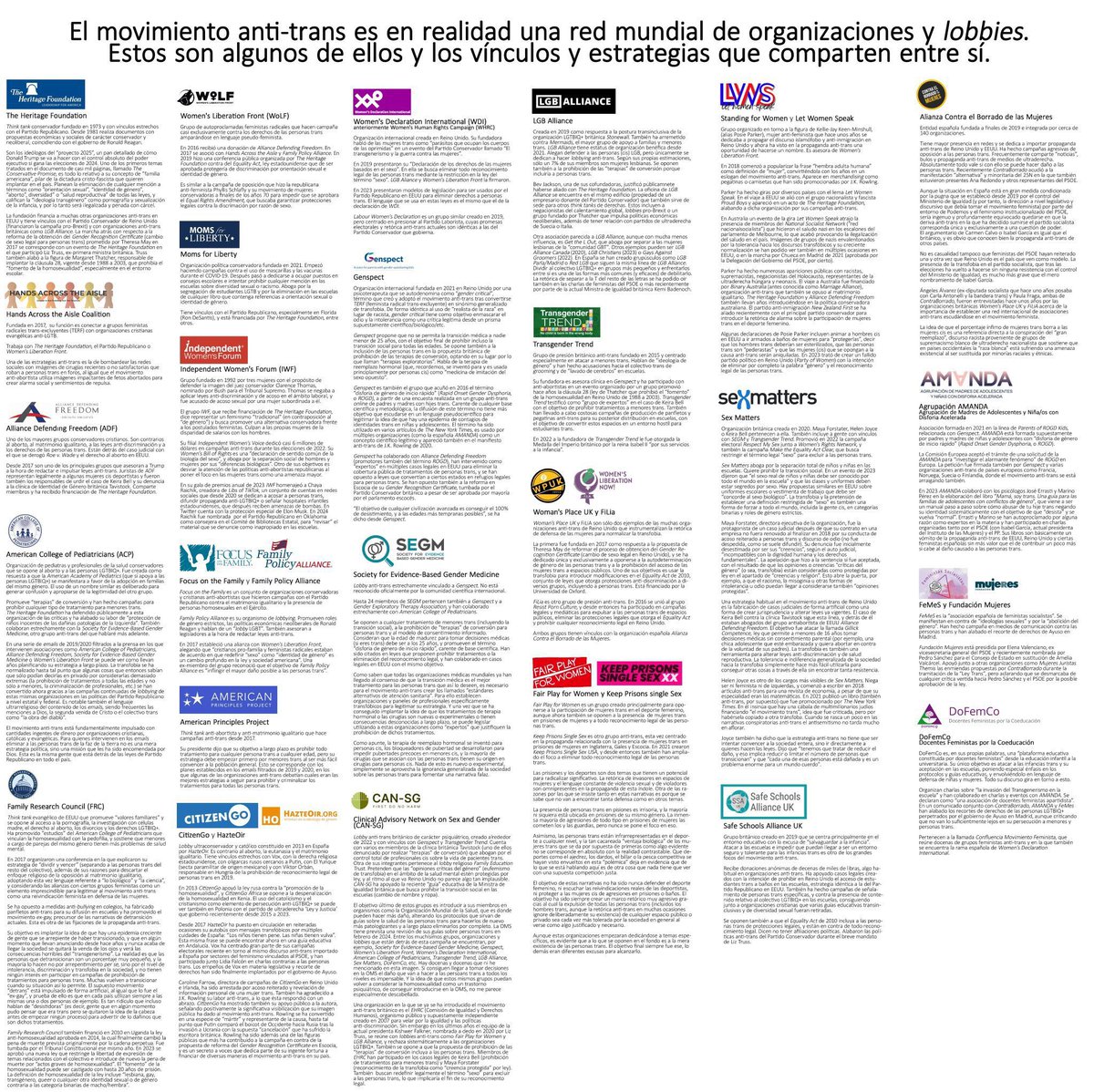 In Spanish, but the translation is: “The anti-trans movement is actually a global network of organizations and lobbies.
These are some of them and the links and strategies they share with each other “
x.com/messages/media…