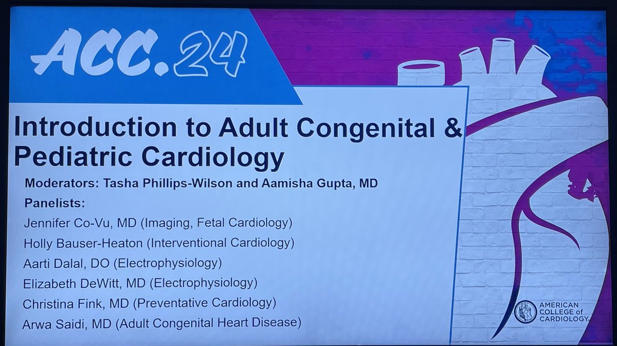 #ACCMedStudents and Residents We hope to see you at the Intro to Adult Congenital and Pediatric Cardiology session held in the WIC Lounge shortly. Session starts at 1:30pm! @DrJenniferCo_Vu @ACCinTouch @AdrianaCMares @brhmrby @ChristinaFinkMD @Gamarra_NN