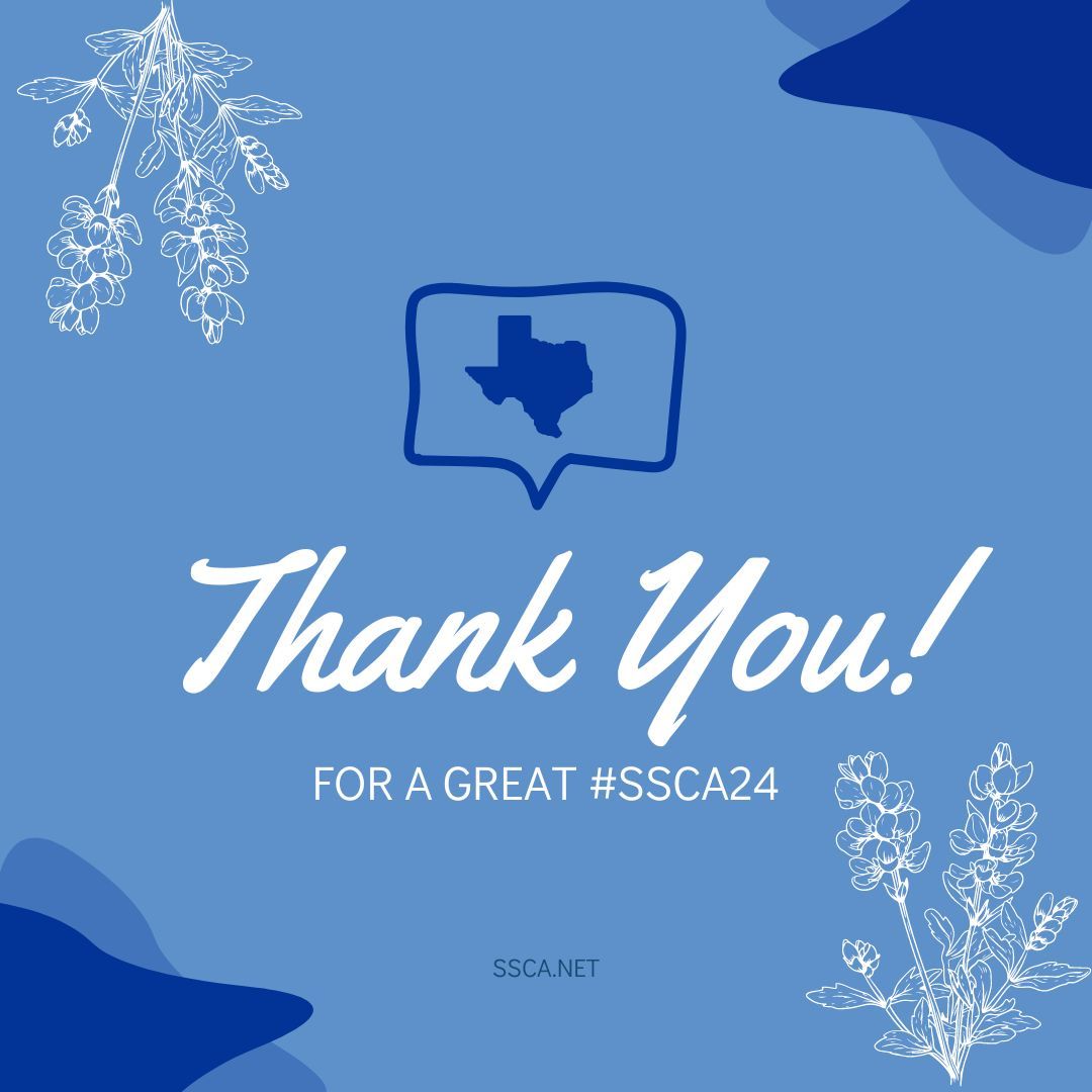 SSCA_COMM's tweet image. That&apos;s a wrap on #SSCA24! So many memories made and people to thank for pulling off a great conference. To everyone who had a hand in making it happen from start to finish—thank you for your hard work! Get some rest, COMM scholars. We&apos;ll see you at #SSCA25 in Norfolk!
