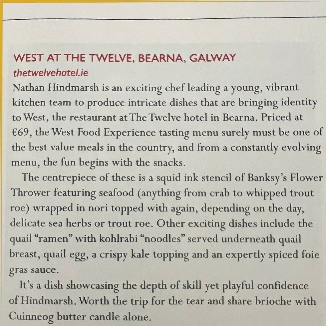 We are delighted to be included in this years 'Food & Wine, 101 Great Irish Restaurants'. Big thank you to @foodandwineIE, @businessposthq, @gnelis, @glassofredwine, @JordanMooney_, @flavourIE, @jorisminne and @marcusolaoire.