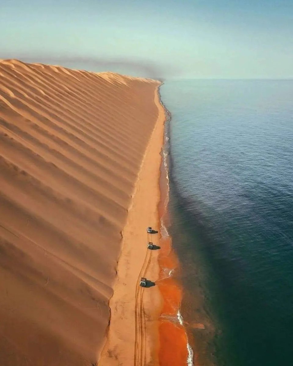 Places on Earth that don't look real - thread 🧵 

1. Namibia, where the desert meets the ocean