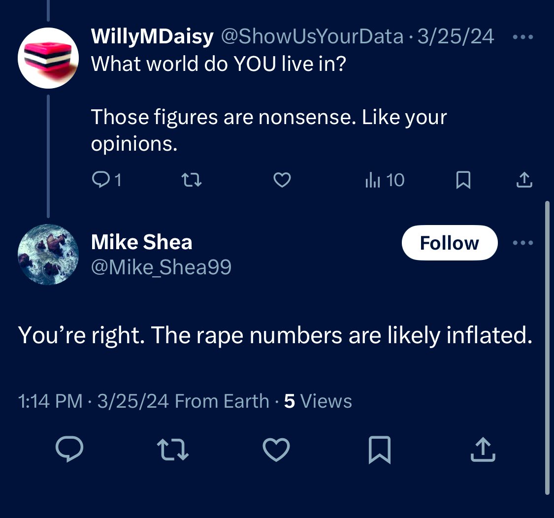 @AmyNoMiddleNam3 @Mike_Shea99 @melico24 @DroolingDilo @StarlitHalo_ @paper_t1g3rs @DJayC4 @TJ_onfire @xyzkid_ @EaglesMan710 @Emerald_Rose0 Holy shit Mike is a rape apologist. He also seems to make the rounds with the pro choice crowd frequently. For him to pretend he’s being attacked when he actively participates in these threads is such BS🙄