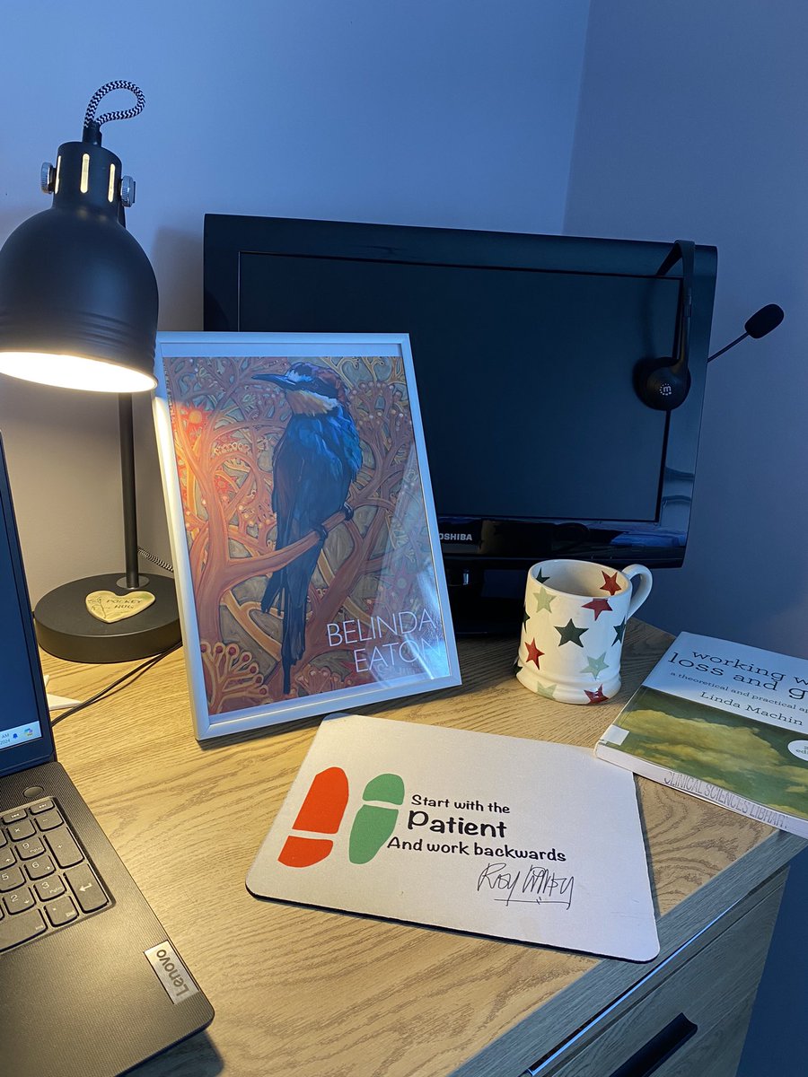 Loving my new home office. Doing a #PhD can be overwhelming & this safe place allows me to take it each week at a time, taking inspiration from @RoyLilley Belinda Eaton 🖼️ Linda Machin & more 📚💙 keep going with the end in mind thank you @WilfredMcSherr1 @Fiona_Cust @StaffsUni