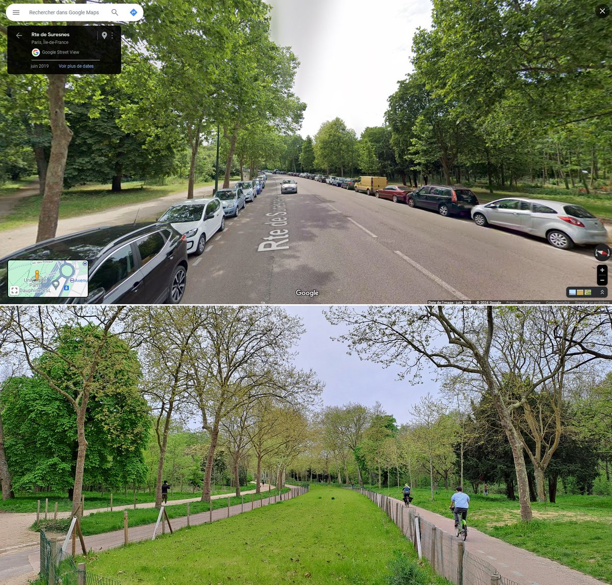 Je ne sais pas si on se rend bien compte que c'est bien exactement le même endroit 😍 #Végétalisation #Paris #BoisDeBoulogne