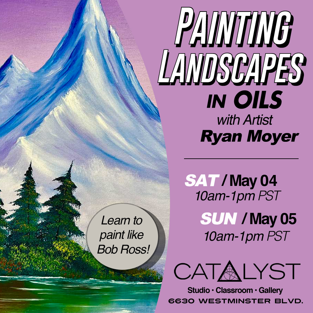 Paint Reflection Lake in this step-by-step tutorial class! 🎨🌲 Learn the process of painting a lake landscape with happy little trees using oil paints. All materials provided! ✔ Sat, May 04 or Sun, May 05 10am - 1pm