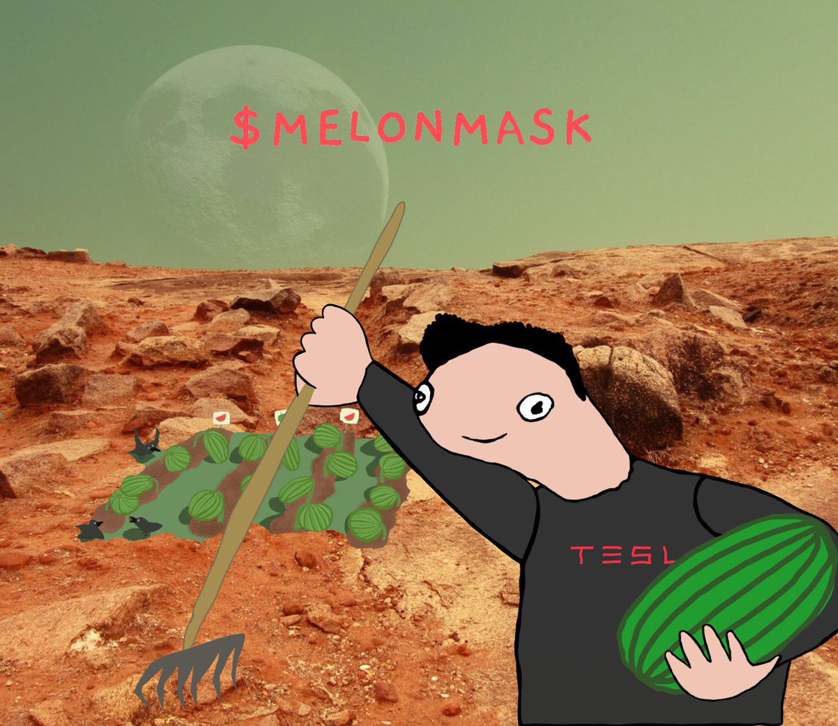 melonmaskmeme's tweet photo. Hey there! How about we blast off to Mars to farm watermelons on Martian patches with our crypto buddy MelonMask? 🚀🍉 Let’s turn the Red Planet into the Watermelon Planet! #MelonMask https://t.co/KrBuioiz0x