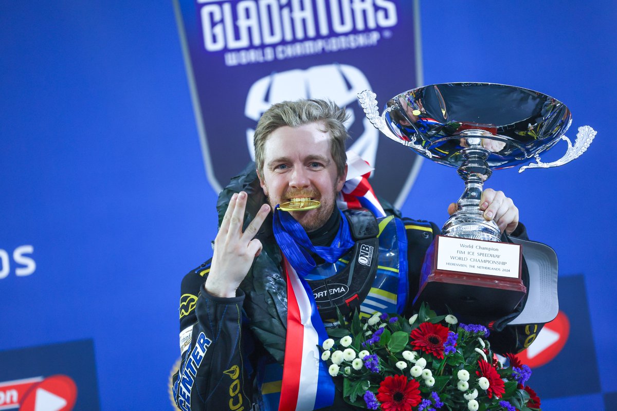 👏👏👏 Martin Haarahiltunen 🇸🇪 Now 3️⃣-time #FIMiceGladiators World Champion! 👑 👑 👑 #FIM | #FIMfamily | #FIMTrackRacing | @svemo_se