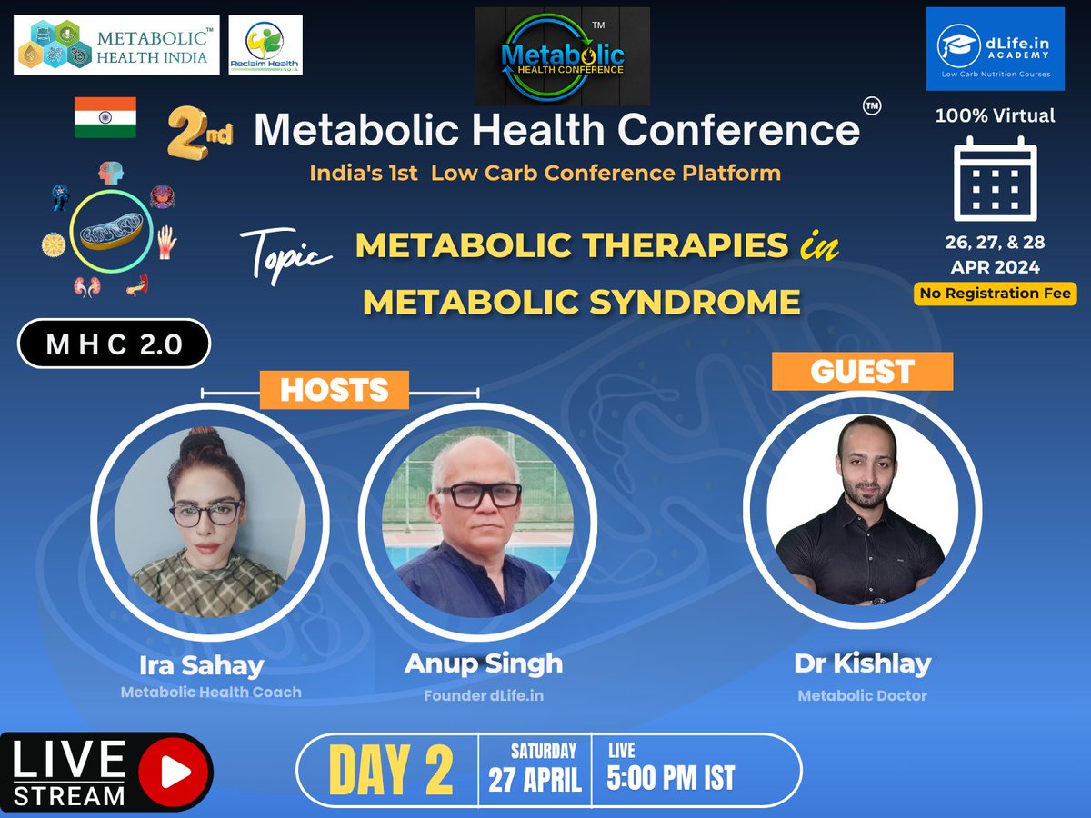 Metabolic Health Conference – India’s 1st Low-Carb Conference Platform. This event’s theme is “Metabolic Therapies” It’s again 100% virtual, sponsor free, internally funded & no registration fees. Registration link will be released in 2nd week of Apr 2024. The event will also…