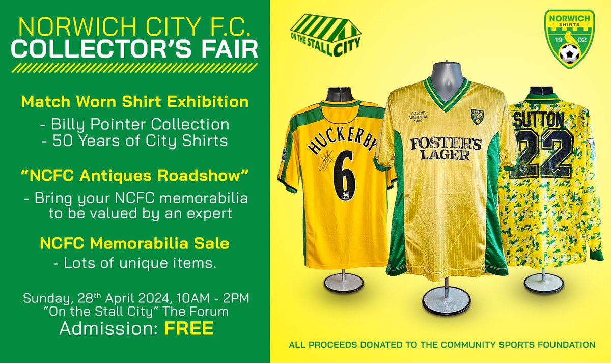 3 weeks today 28th April 10am -2pm The Forum Norwich #ncfc #NCFC #norwich #Norwich