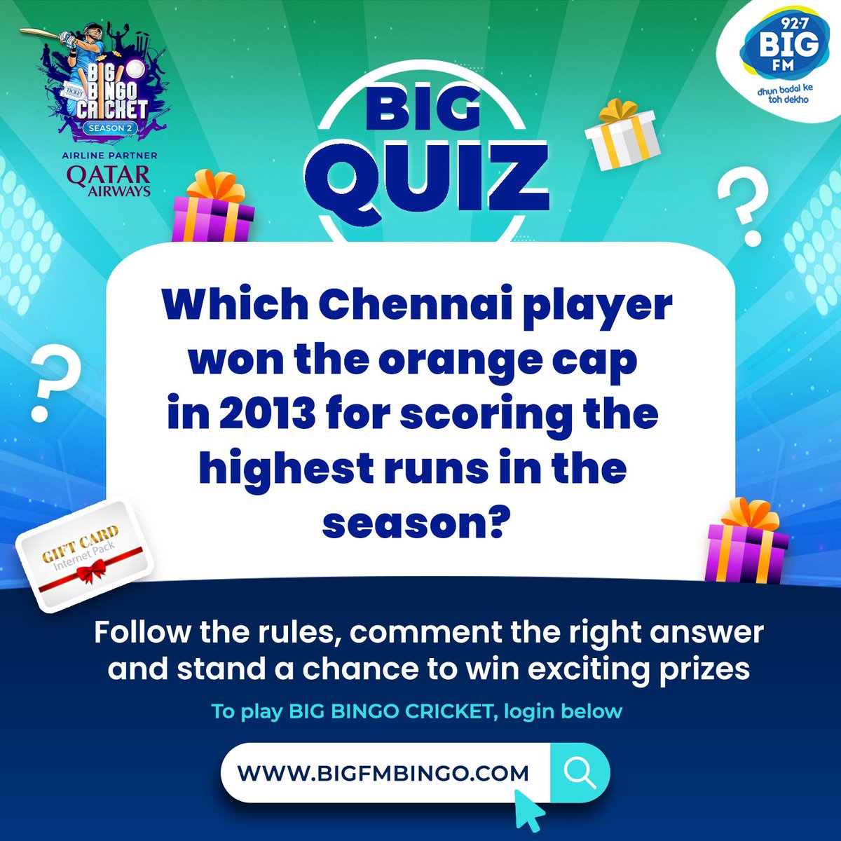 🏏 Contest Alert 🏏 Win BIG with the BIG Quiz 🥳 How well do you know cricket's biggest league? 🤔 Its time to test it 🧐 Follow the rules, comment your answer and stand a chance to win exciting prizes 🎁😍 Rules - 1. Mention your answer in the comments below 2. Along with…