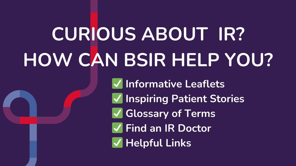 Navigating Interventional Radiology? BSIR has you covered!
✅ Informative Leaflets 
✅ Inspiring Patient Stories 
✅ Glossary of Terms 
✅ Find an IR Doctor 
✅ Helpful Links
Empower your healthcare journey with our resources. 
bsir.org/patients-1/pat…

#InterventionalRadiology