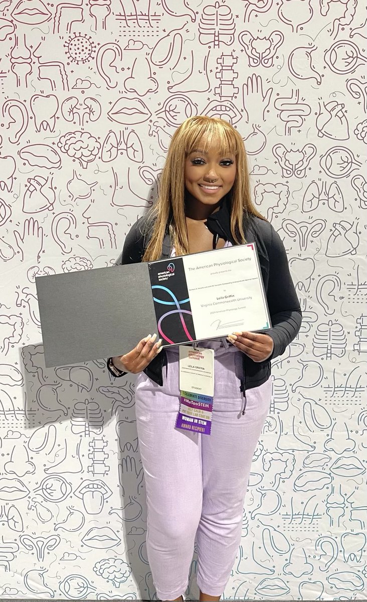 📣 A hearty congratulations to @Leila_Griffinn, who presented at #APS2024 and in addition to being recognized as a Barbara A. Horwitz and John M. Horowitz Undergraduate Research Award recipient, is bringing home the Excellence in Undergraduate Research Award! @APSPhysiology