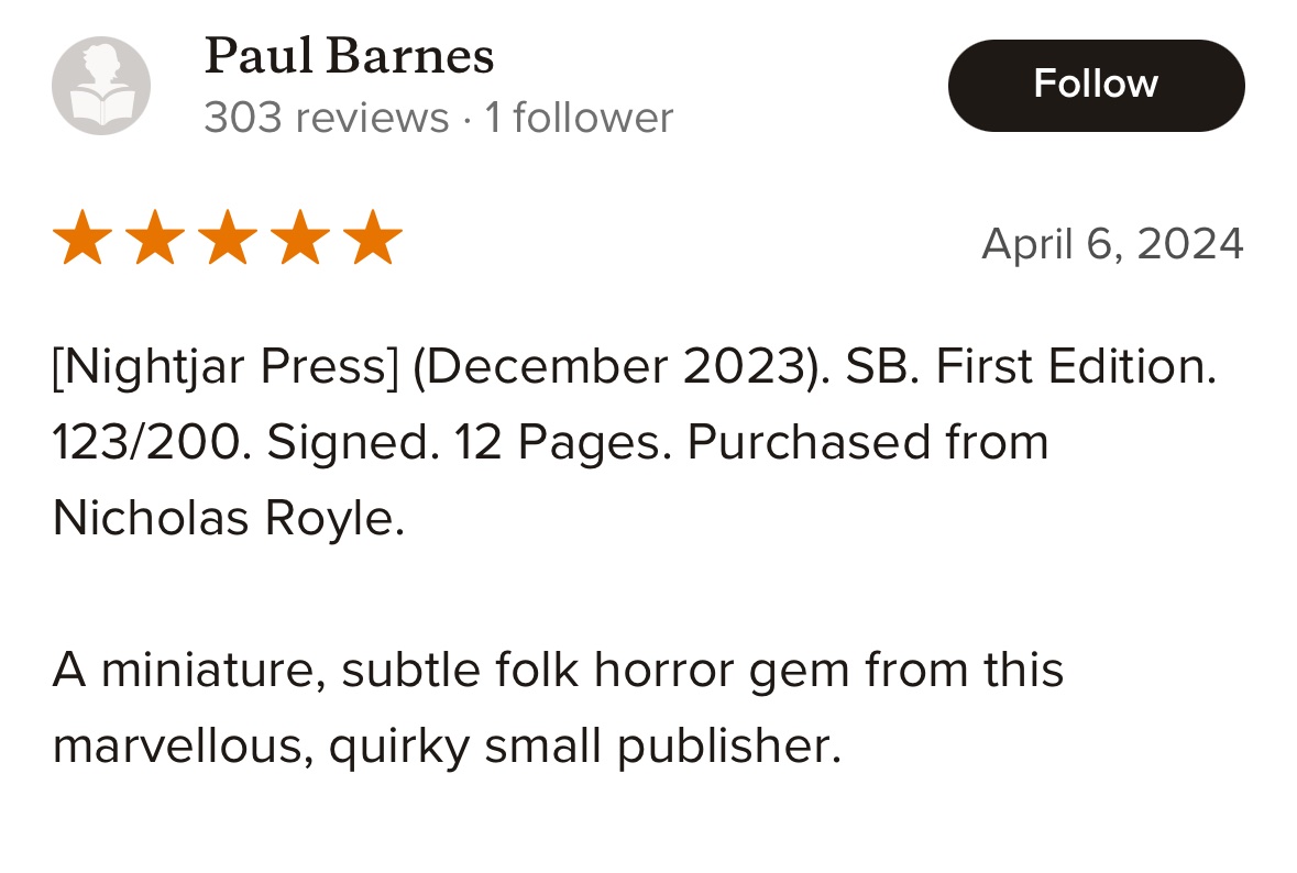 Nice little Goodreads review for my @nightjarpress story, The Judgment…