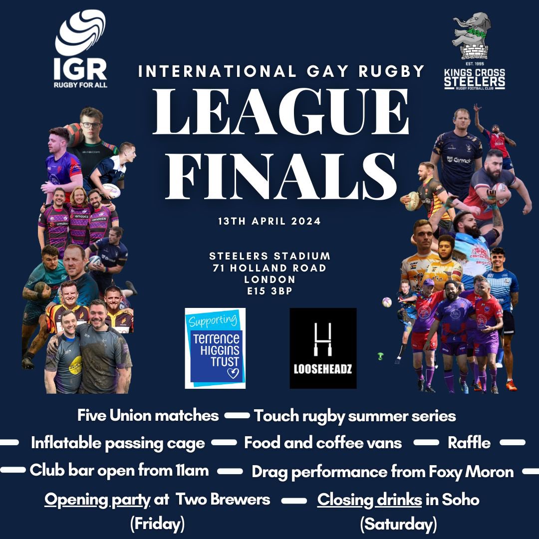 Saturday 13th April We’ll be hosting the @IGRugby UK League finals See the 🧵below to see who will be competing for valuable silverware. The day is being supported by our Partner @Harlequins & @premrugby As well as our sponsors @UBS McGill and Partners & @2BrewersClapham