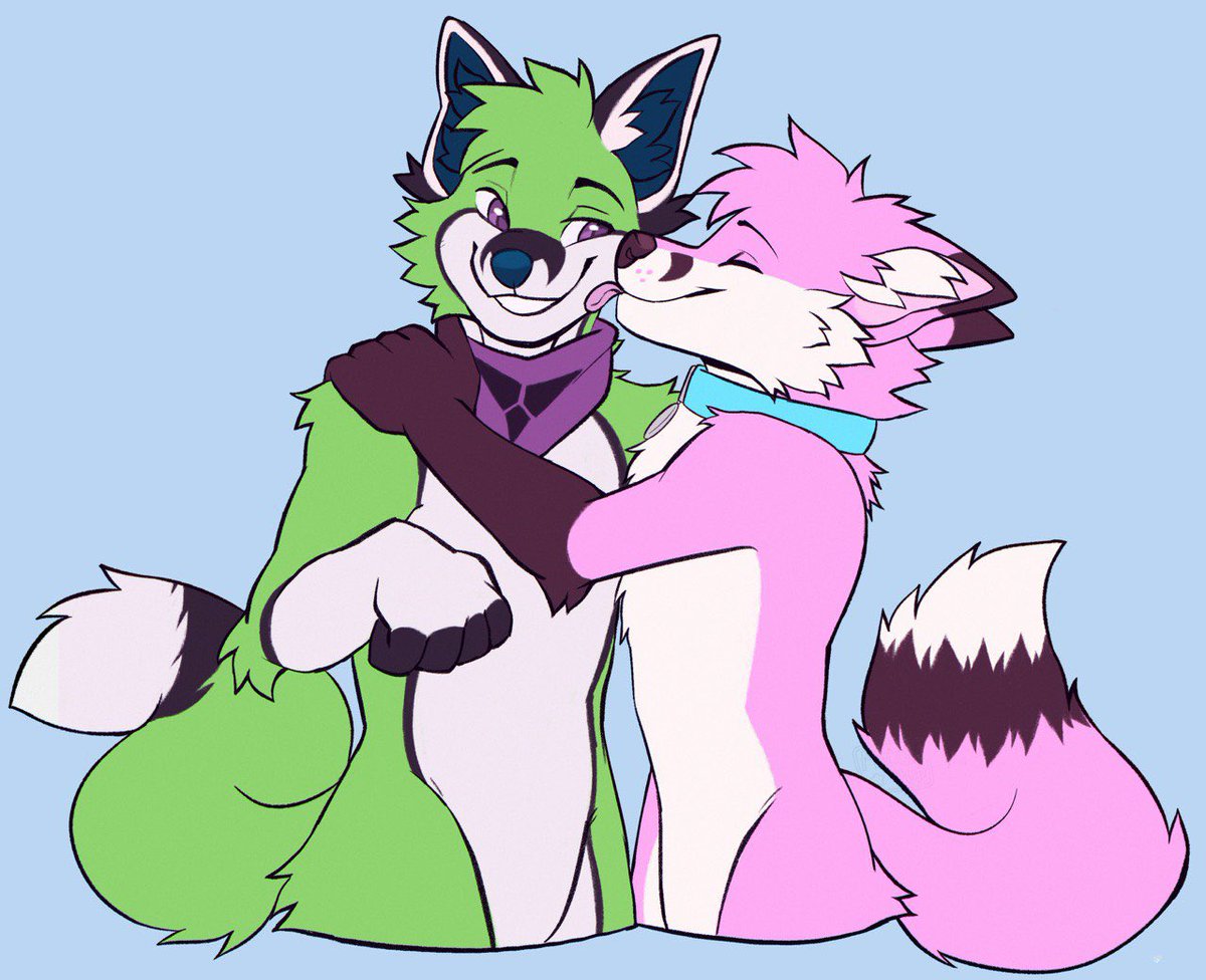 Foxie liiiiiicks. 🦊🩷💚🦊 🦊💚 @FoxTurt 🦊🩷 @pjfoxes 🎨 @milqypup #art #furryart #foxes