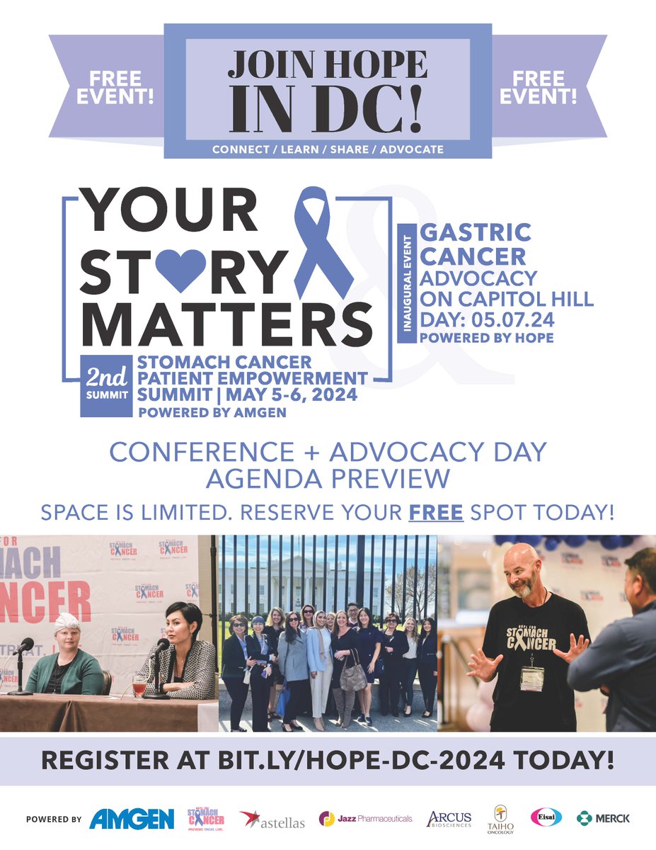 Less than a month away! We are getting so excited to connect with all of you in person! 🥳 There's still time to sign up for this free event if you haven't already. Visit stomachcancerdc.org to learn more and join us in DC May 5-7