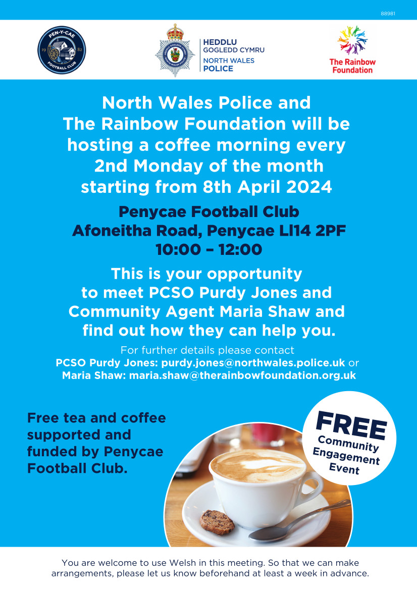 A reminder that tomorrow we will be hosting the first of our coffee mornings in the clubhouse between the hours of 10.00am and 12.00. The event is open to everyone so please come along to support it 💙 Our Crest, Our Club, Our Community, Our Cae 💙 #MoreThanAClub #WeAreTheCae