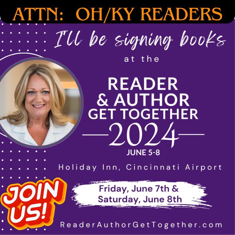 buff.ly/3TQSjhE 
Join me in Cincinnati -- book signings from 3-5p on Friday Jun7 and Saturday Jun8 FREE AND OPEN TO THE PUBLIC! Join us! 
#booksigning #readerevent #romance #smalltown #writergirl #bookevent #girlstrip