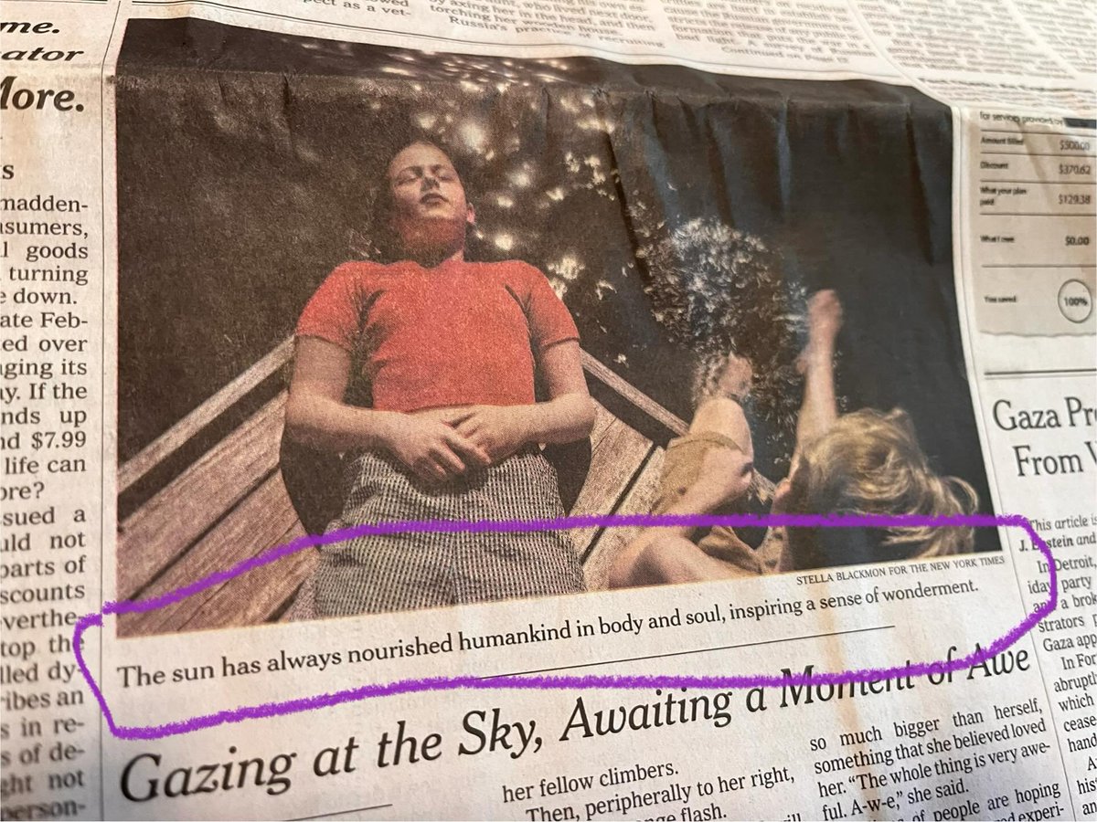 Finally, the sun getting some much-deserved recognition on the front page of today’s NY Times.