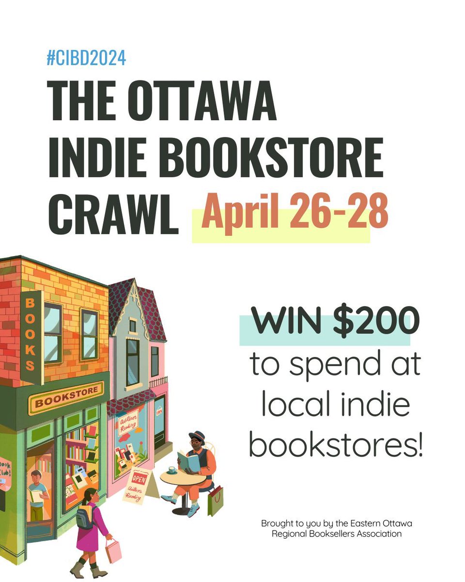 April 26-28, we will be participating in the second annual Ottawa Indie Bookstore Crawl alongside our fellow independents: Mill Street Books, Spaniel’s Tale, Books on Beechwood, Singing Pebble Books, World of Maps, Westboro Books, and Octopus Books! See you then! 👋 #CIBD2024