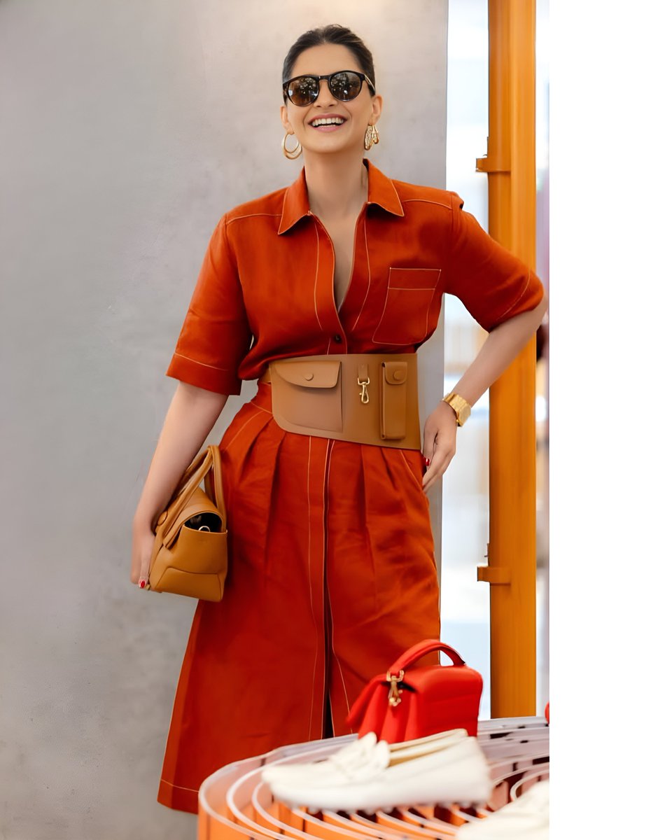 When you're in doubt ? wear rust orange 🧡 @sonamakapoor slaying in a midi dress.

#SonamKapoor #HittuCinma