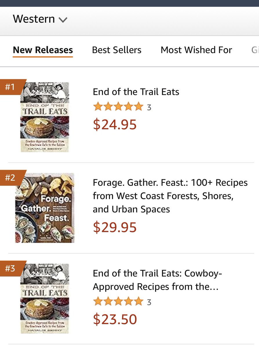 Amazon New Releases END OF THE TRAIL EATS #1 print and #3 eBook! Best seller! #foodhistory #cowtowns #AmericanWest #cookbook #bestseller