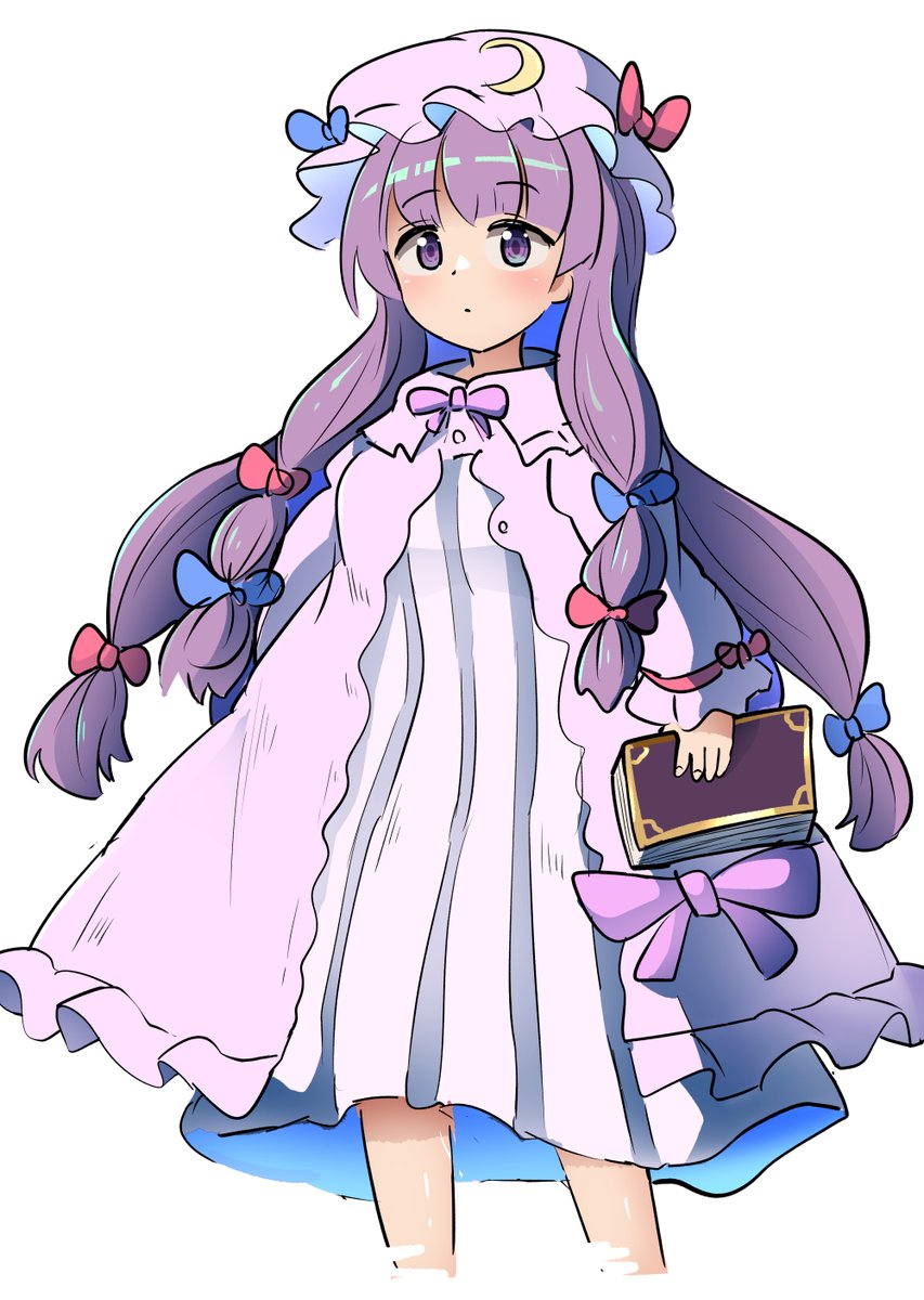patchouli knowledge 1girl solo long hair looking at viewer blush simple background long sleeves  illustration images