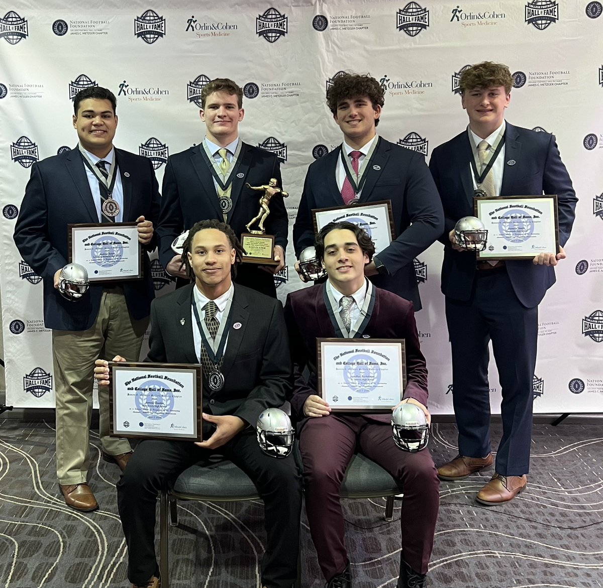 Our National Football Foundation Scholar Athlete Award Winners: Andrew Kaiser Kellenberg Samuel Cook St Anthony’s Lee Webeh St. John the Baptist Eamonn Welch Chaminade Jameer Reeder Holy Trinity Jonathan Bartolomei St. Dominic Samuel Cook Metzger Top Scholar Athlete