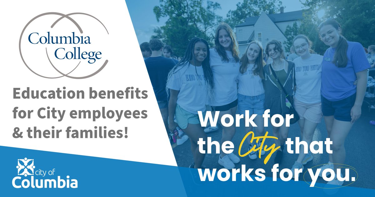 Exciting news for City employees and their families! The City of Columbia and @ColumbiaColg have partnered to provide higher education benefits for the next five years. GoCoMoJobs.com