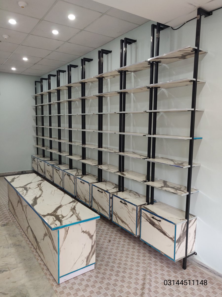 🔵 Stylish Shelves Setup for #UrgentSale

Moveable shelves with separate slots setup use for Garments, Stationary Shop or Parlor setup etc. Made from the best quality of Lasani sheets &amp; iron pipes of 18 gauge.

Quality: A+
Use: 2 Weeks
Whatsapp: 03144511148
#Islamabad #Rawalpindi