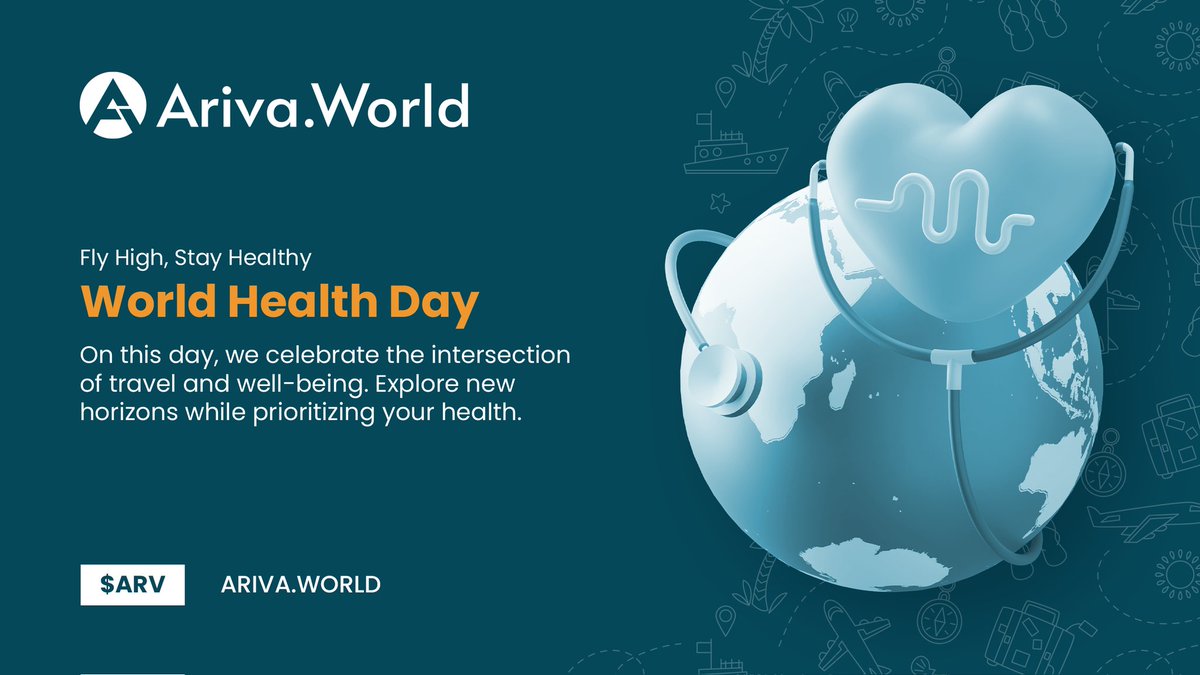 🌟 Happy World Health Day from Ariva.world! 🌟 Today, we celebrate the importance of health and well-being for all. Remember, a healthy body leads to boundless adventures and unforgettable experiences. Let's prioritize self-care and make every journey a step