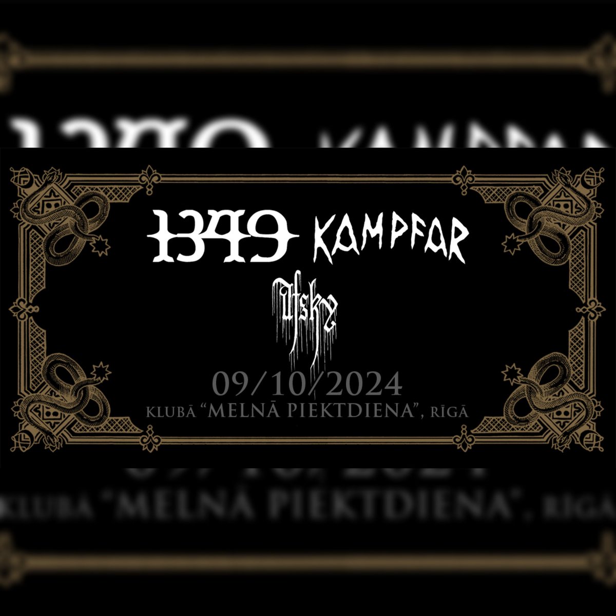AURAL HELLFIRE ARRIVES IN RIGA ON OCTOBER 9TH. @1349official and @Norsepagans, along with @afskyofficial, continue their European Tour at @MelnaPiektdiena on October 9th. Tickets: ticketshop.lv/lv/events/6098 DO NOT MISS IT. #legion1349 #auralhellfire #kampfar #afsky #riga