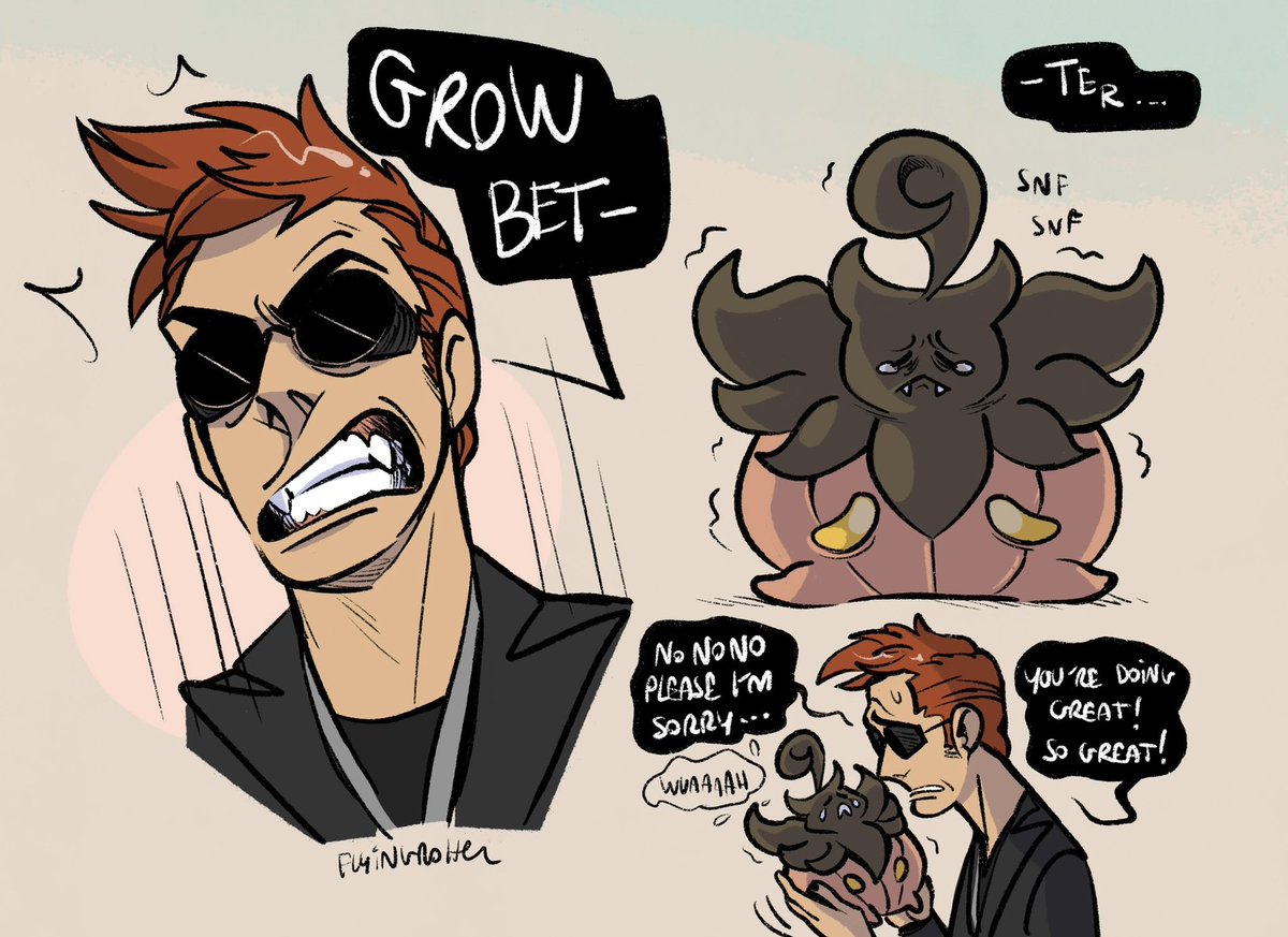 Crowley being a plant Pokemon trainer 🌱 with their own way of training……….. 
#GoodOmens #Pokemon 