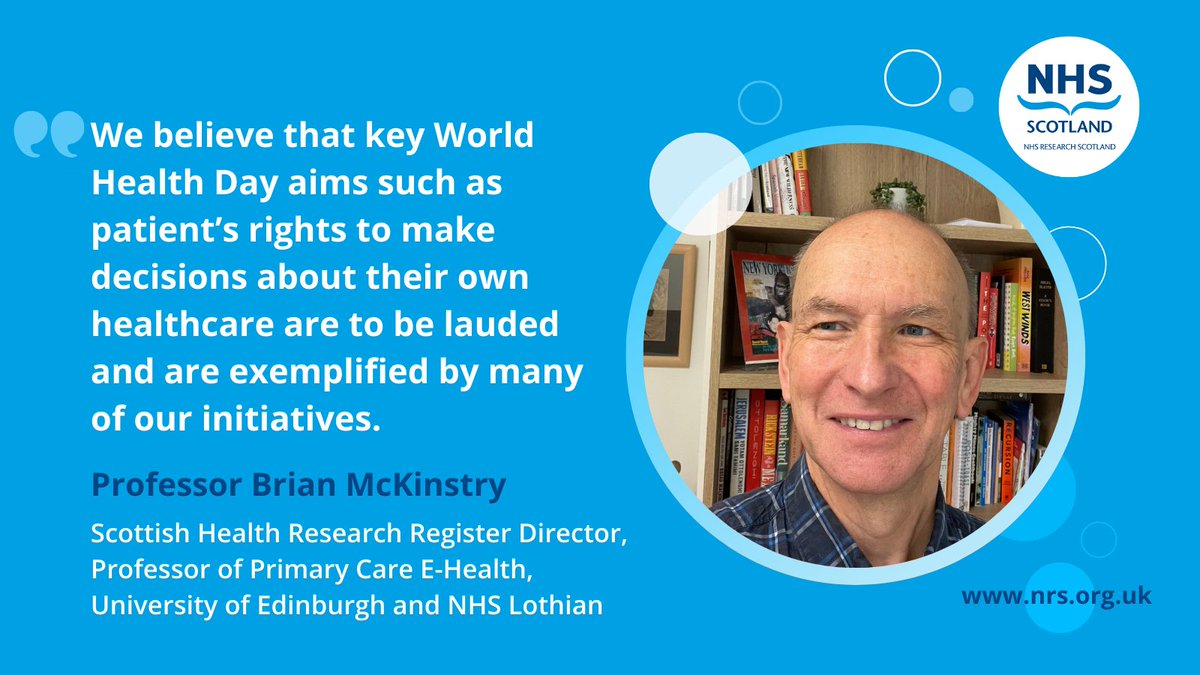 On @WHO's #WorldHealthDay we're spotlighting @register4share, a partnership between @NHSScotland, @scotgov and universities to develop a research register of people aged 11 or over who are interested in helping with medical research. Read more 👉 nhsresearchscotland.org.uk/news/scotlands…